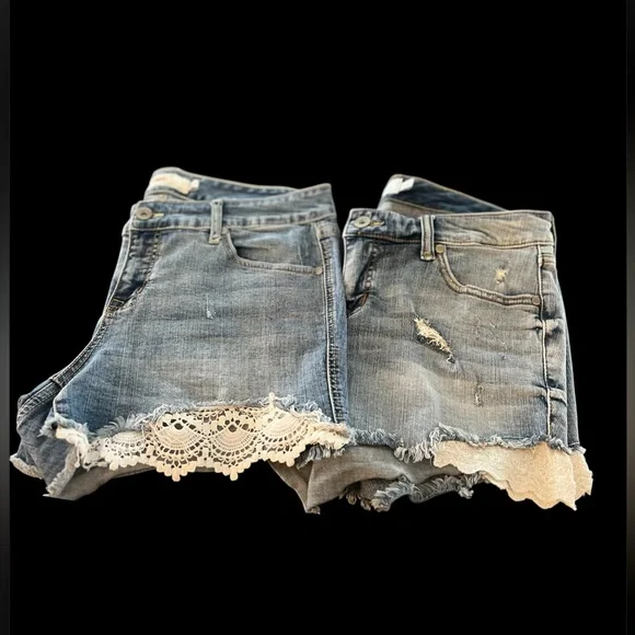 Y2k torrid women's Lace ruffle Jean Shorts coastal cowgirl coquette countrycore - Picture 3 of 15